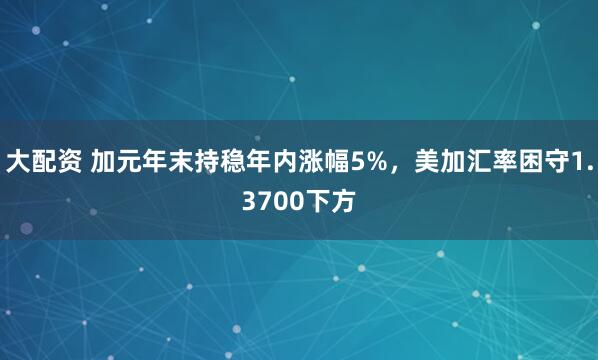 大配资 加元年末持稳年内涨幅5%,美加汇率困守1.3700下方